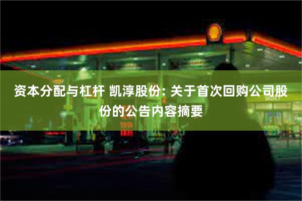 资本分配与杠杆 凯淳股份: 关于首次回购公司股份的公告内容摘要